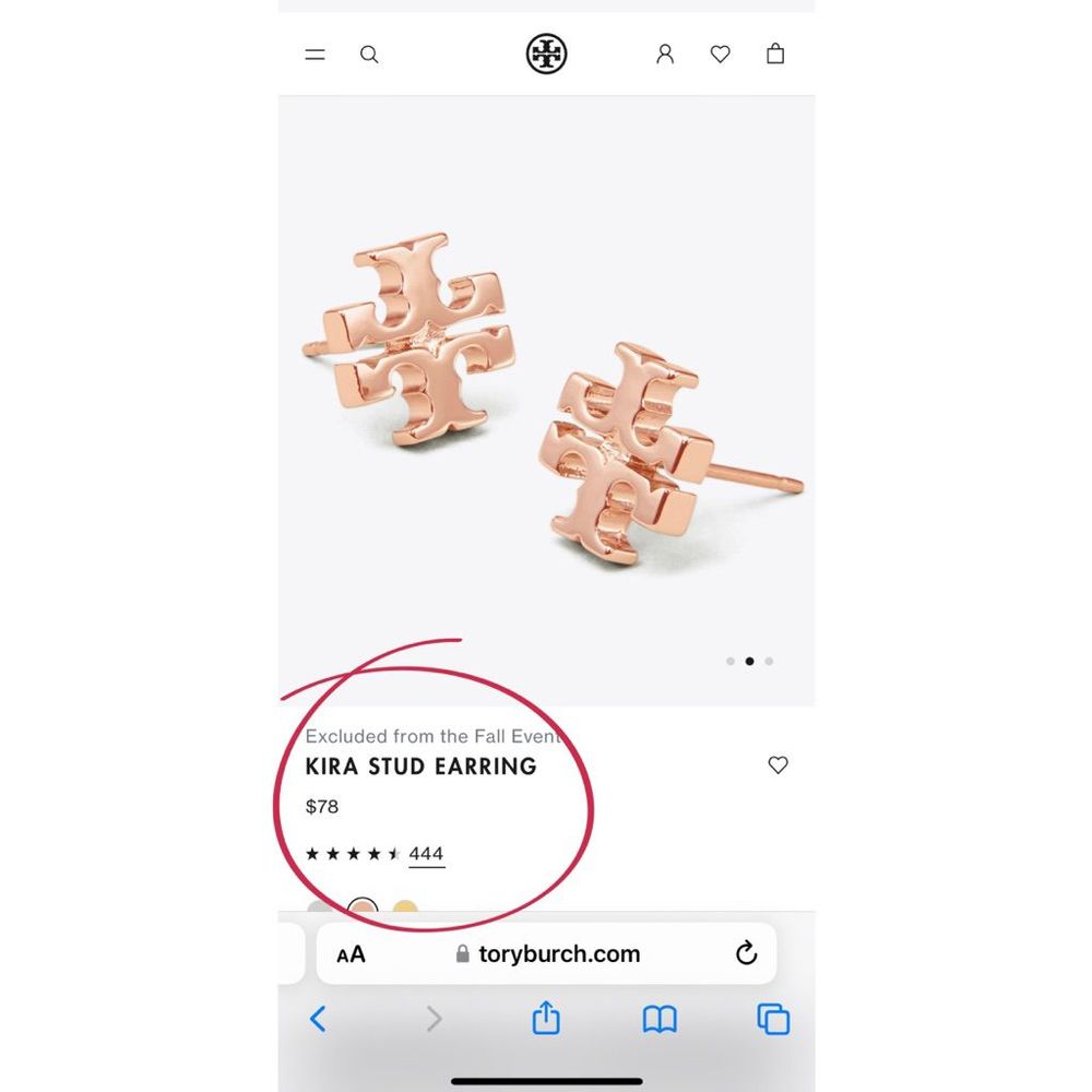 New Tory Burch 18k Rose Gold Plated Kira Stud Earrings in Rose Gold $78 - Picture 8 of 13